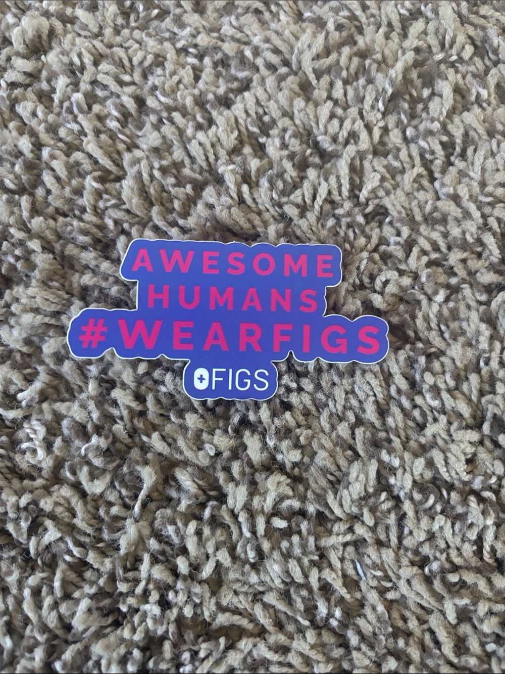 Figs purple sticker with pink lettering